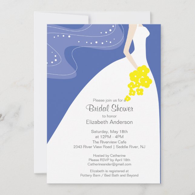 Azul nupcial de la invitación de la ducha de la (Anverso)