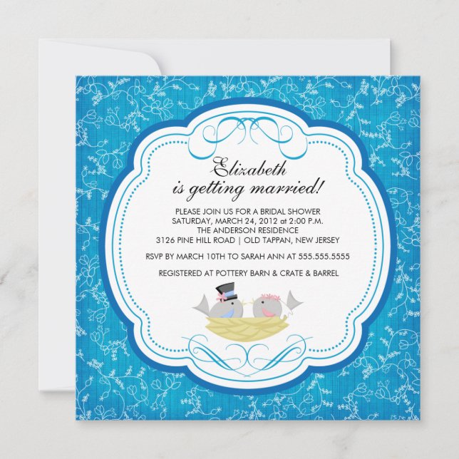 Azul nupcial de la invitación de la ducha de los (Anverso)