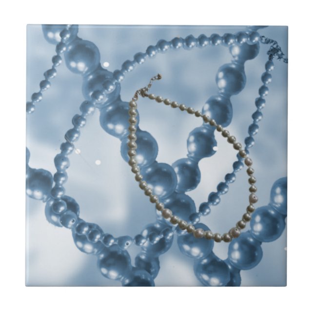 Azul Ocean Pearl Strands Baldosa Cerámica (Frente)