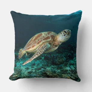 Azul océano mar tortuga coral arrecife almohada