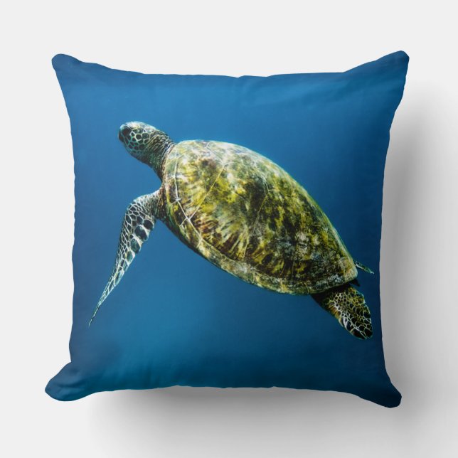 Azul océano verde tortuga de mar tirador almohada (Anverso)