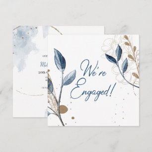 Azul Oro Moderno Floral Elegante Glitter Compromis
