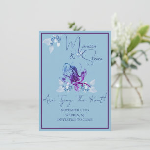 Azul Orquídea Sobre Azul Guardar La Tarjeta Boda D
