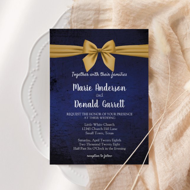 Azul oscuro con invitación a la boda de la boda de (Subido por el creador)