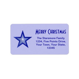 Azul oscuro etiqueta de la dirección 'Feliz Navida