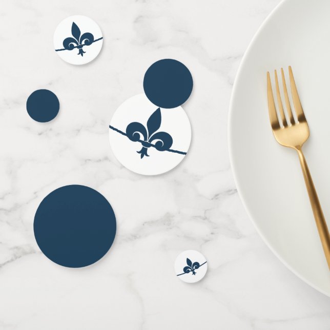 Azul oscuro Fleur de Lis Ducha Bridal Confetti (Grupo)