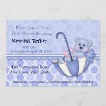 Azul oso paraguas - Invitación