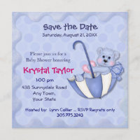 Azul oso paraguas - Invitación