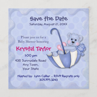 Azul oso paraguas - Invitación