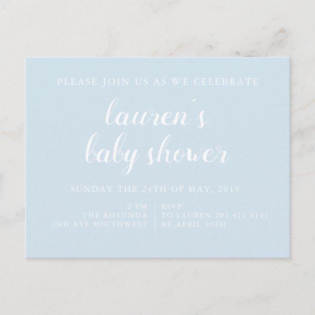 Azul palo | Invitación de Baby Shower (Anverso)
