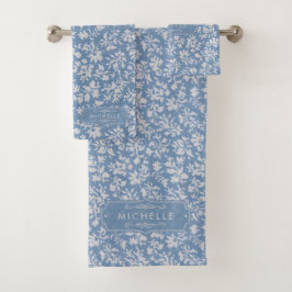 Azul Pastel Suave y Patrón Bohemio Floral Blanco G