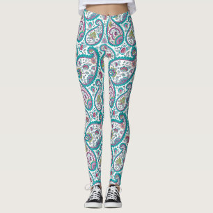 Azul Persa Boteh Paisley Patrón Yoga Leggings