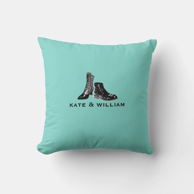 Azul personalizado de la almohada de los Soulmates (Anverso)