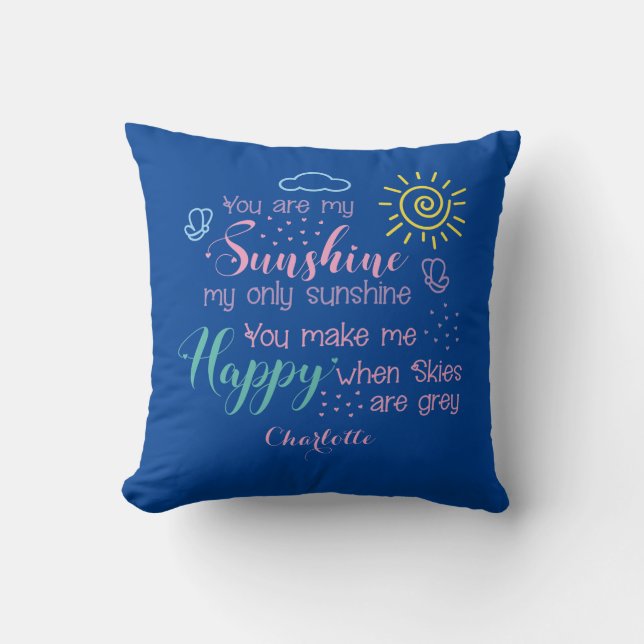 Azul personalizado Eres mi Cojín decorativo Sunshi (Anverso)