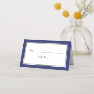 Azul Plata Tarjetas blancas simples y elegante