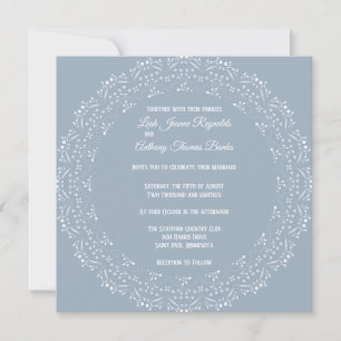 Azul Polvo con Invitación Cuadrada Mandala Blanca