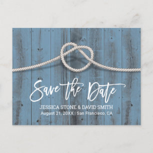 Azul Polvoriento Anuncios de Boda Save the Date
