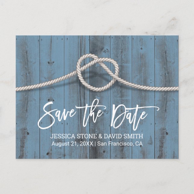 Azul Polvoriento Anuncios de Boda Save the Date (Anverso)