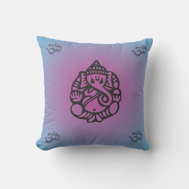 Azul/púrpura de la almohada de la yoga de Ganesh (Anverso)