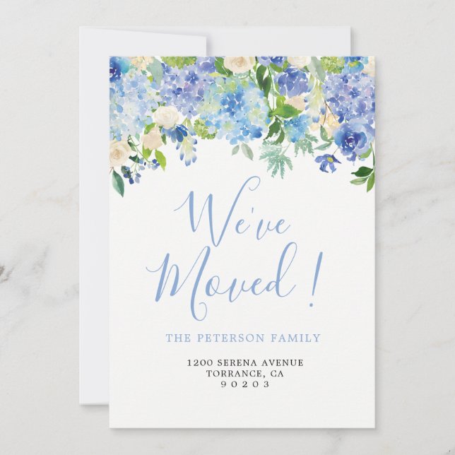 Azul que nos hemos mudado | Tarjetas de Invitación (Anverso)