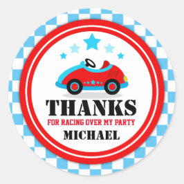 Azul Race Car Gracias Etiqueta Favor