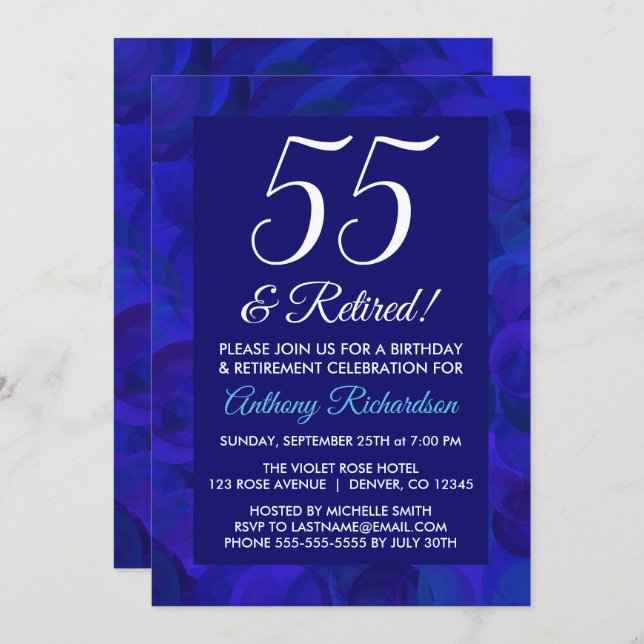 Azul Real 55 y Fiesta de Invitación de Jubilación  (Anverso / Reverso)