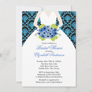 Azul real de la invitación nupcial de la ducha de