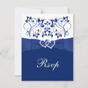 Azul Real, Floral Blanco, Tarjeta de Respuesta par