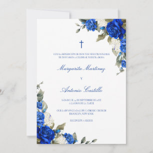 Azul Real Invitación de Boda Cristiana Boda