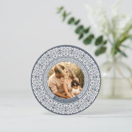 Azul redondo + Tarjeta fotográfica de vacaciones c