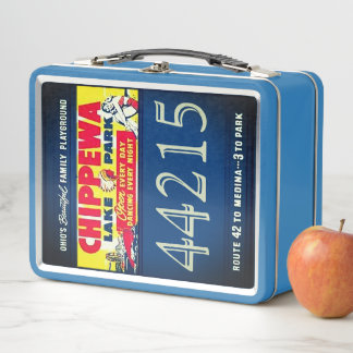 Azul Retro Caja de Almuerzo de Metal del Parque de