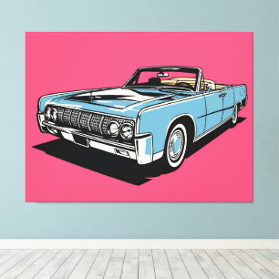 Azul Retro Clásico Convertible Arte Pop