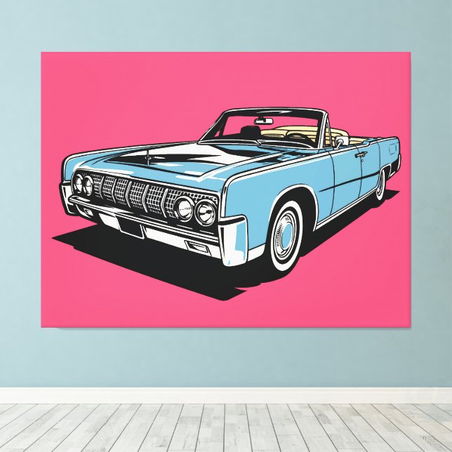 Azul Retro Clásico Convertible Arte Pop (Insitu (piso de madera))