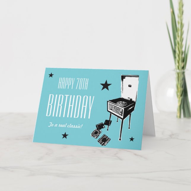 Azul retro de la tarjeta de felicitaciones del (Anverso)
