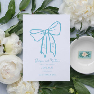 Azul retro único y agitado Guardar la invitación d