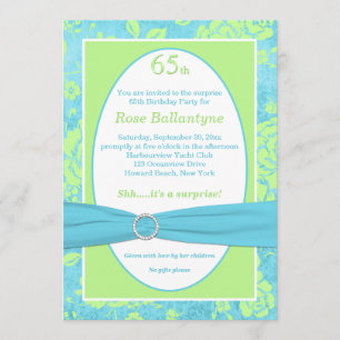 Azul RIBBON IMPRESO, Invitación verde de cumpleaño