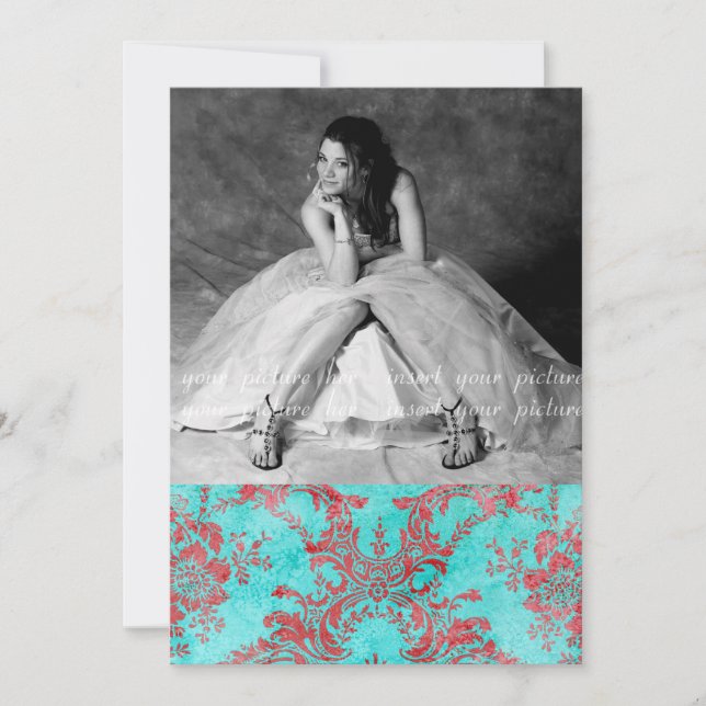 Azul rojo de la tarjeta de la foto del fiesta del (Anverso)