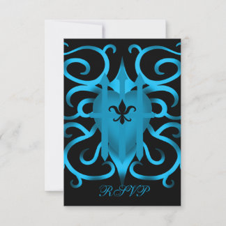 Azul romántico corazón y remolinos RSVP