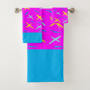 Azul rosa con cruces en azul amarillo y azul pálid