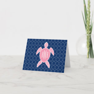 Azul rosado con monograma Quatrefoil de la tortuga