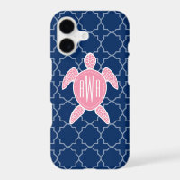 Azul rosado con monograma Quatrefoil de la tortuga