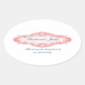 Azul rosado vintage Gracias Pegatinas De Boda
