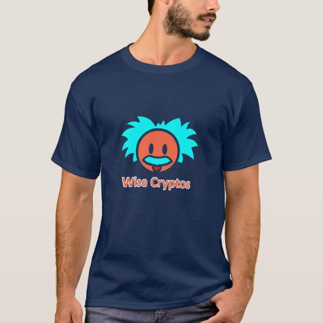 Azul sabio de la camiseta del cryptocurrency de (Anverso)