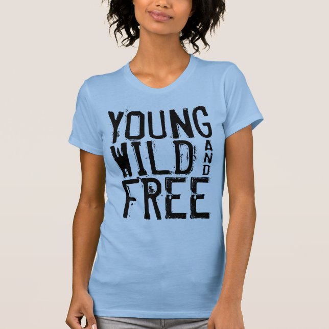 Azul salvaje y libre joven de las camisetas sin (Anverso)