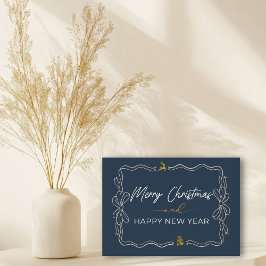 Azul: Tarjeta doblada de fideos navideños y árbole