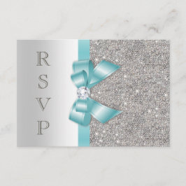 Azul Teal Falso Bow Diamantes de Plata RSVP