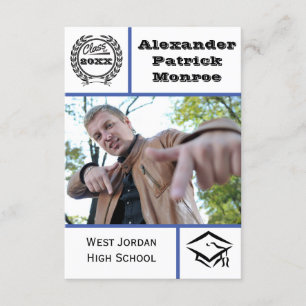 Azul tradicional - Invitación de graduación 3x5