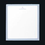 Azul turbio | Bloc de notas simple personalizado d<br><div class="desc">Este bloc de notas personalizado tiene un borde de color sencillo y un corazón bonito. Personaliza el texto con tu nombre o cualquier texto. Esta nota personalizada será un regalo perfecto para un profesor,  un amigo o usted mismo. Hay más diseños disponibles en mi tienda BaraBomStudio. Gracias!</div>