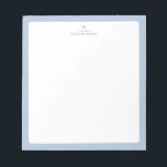 Azul turbio | Bloc de notas simple personalizado d<br><div class="desc">Este bloc de notas personalizado tiene un borde de color sencillo y un corazón bonito. Personaliza el texto con tu nombre o cualquier texto. Esta nota personalizada será un regalo perfecto para un profesor,  un amigo o usted mismo. Hay más diseños disponibles en mi tienda BaraBomStudio. Gracias!</div>