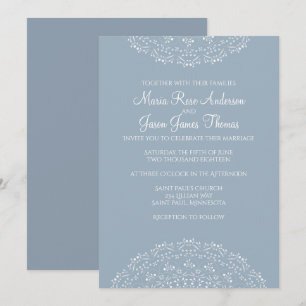 Azul turbio con invitación a la boda de Mandala bl